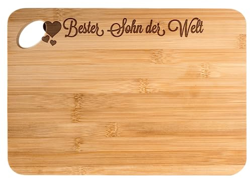 Mr. & Mrs. Panda Bambus - Schneidebrett Sohn - Geschenk, Bube, Holzbrett Küche, Holzbretter, Herz Liebe Verliebt Dankeschön Geburtstag Bester Beste