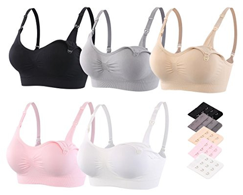 Srizgo Still BH Damen 2er / 5er Pack Schwangerschaft Still-BHS zusätzlichen BH-Verlängerungen Ohne Bügel Nahtlose Tag und Nacht Still-BH (Verpackung/MEHRWEG)