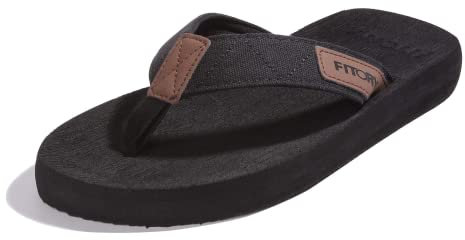 FITORY Tongs Homme Adulte - Été Flip Flop Plates Antidérapantes pour Plage/Piscine Sandales Noir Taille 46 EU