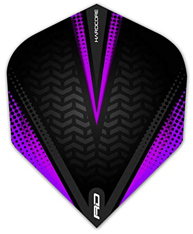 RED DRAGON Hardcore Radical Schwarz und Lila Extra Dicke Standard Dart Flights - 4 Sätze pro Packung (12 Flights insgesamt)