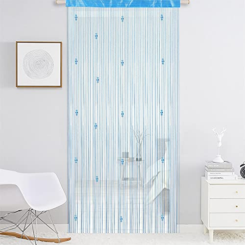 AIZESI Retro PlainTassel Door Curtain, Screen String For Doorways Divider or Window Curtain Panel 90_x_200_cm Navy Blue
