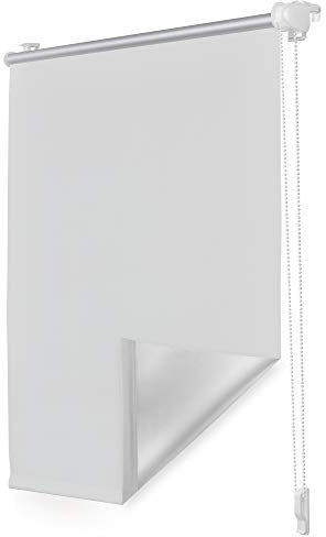 ROOMY Thermo-Rollo Klemmfix ohne Bohren Verdunkelungsrollo mit Montageschiene Hitzeschutzrollo Sichtschutz Weiß, 90 cm x 150 cm (B x L)