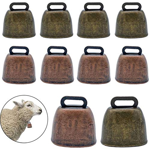 KuuGuu Kleine Messingglocken, Kuh-, Pferd-, Schaf-, Weide-, Kupferglocken, Rinderfarm-Tiere, laute Bronzeglocke, Haustier-Diebstahl-Zubehör, Glocke, 10 Stück