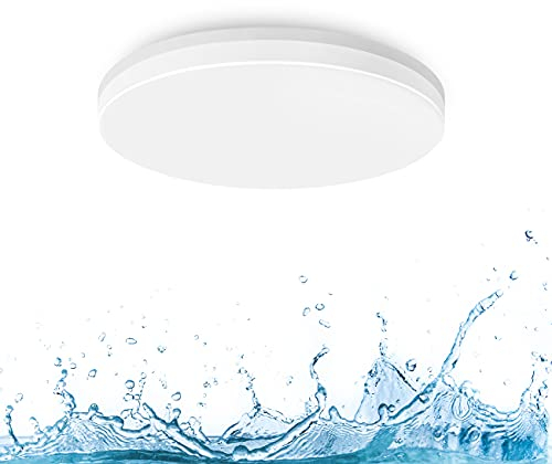 LVWIT LED Deckenleuchte, 18W 1800LM Wasserdichte Deckenlampe IP65, Flimmerfreie Neutralweiß Rund Badlampe für Küche, Wohnzimmer, Balkon, Flur, Badezimmer, Schlafzimmer, Ø220mm