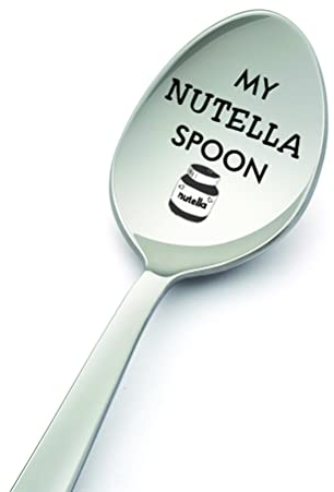 LYF Collection My Nutella Löffel, 20,3 cm, entworfen für Nutella-Liebhaber, Gegenwärtig für Ihn/Gegenwärtig für Sie, Ideal Gegenwärtig für einen süßen Zahn, Silber