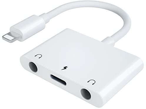 ELITEED 3in1 Lighting to 3.5mm Headphone Adapter for iPhone, Dual Earphone Jack Audio and Charging Adapter,Headphone Splitter for iPhone 14/13/12/11/XS Max/XR/8/7 Plus /6/ iPad,Support iOS 10 to16
