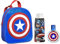 Captain America Geschenk Set: Rucksack, Kinderparfüm (50 ml) Duschgel (300 ml), cooles Marvel Geschenk für Jungen