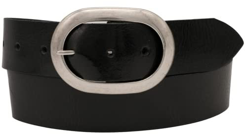 AnnaMatoni Damen Leder Gürtel mit Ovale Schließe Vollrindleder 4cm breit Vollleder ECHT LEDER (TW95 - Schwarz 790)
