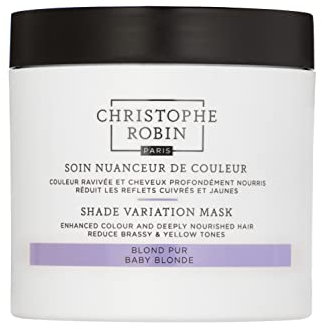 Christophe Robin Shade Variation Mask - Baby Blonde 250ml.Deep Conditioning Treatment for Blonde Hair– Instantly Neutralises Brassiness & Yellow Tones - 96% Natural ingredients