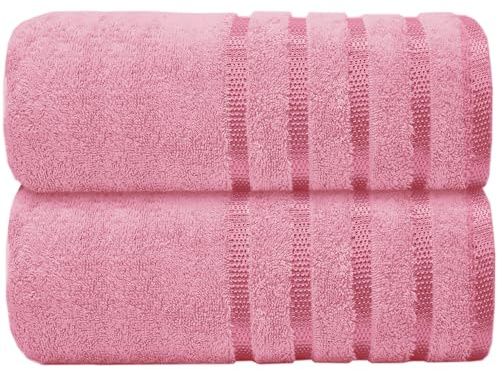 Casabella Deluxe 2 Piece Jumbo Bath sheet 90x180 cm 100% Cotton Extra Large Bath Towels Highly Absorbent Pink Bath sheets Towels