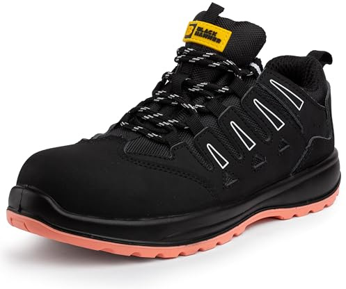 Black Hammer Betsy Women's S1P SRC Water-Resistant Trainers | Composite toe, Kevlar puncture-resistant midsole, metal-free, suede & mesh upper and anti-static protection.