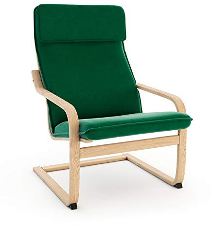 Vinylla Sesselersatzbezug hergestellt für IKEA POANG Stuhl (Kissen Design 1, Baumwolle - Grün)
