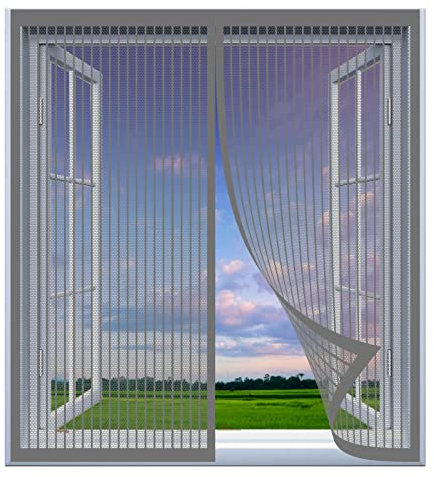 Zanzariera Protezione Dagli Insetti 90 x 105 cm Zanzariera Con Nastro Magico Installare Senza Fori Zanzariera Finestra Magnetica Zanzariera Porta Finestra, Grigio