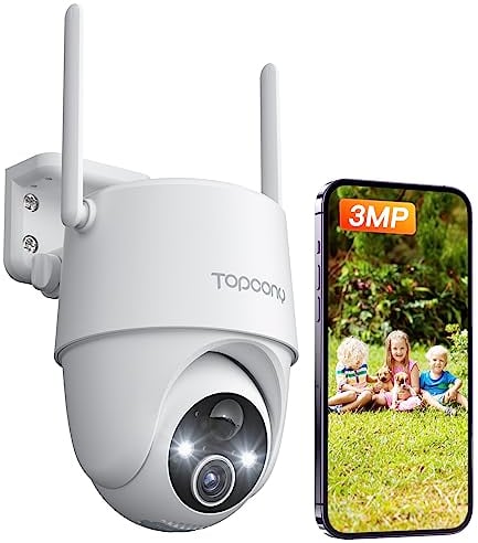 Topcony Überwachungskamera Aussen Akku, 355°/120° Schwenkbar, 2K Kabellose WLAN IP Kamera Outdoor mit Farbe Nachtsicht, Personen-/Bewegungserkennung, IP65 Wasserdicht, Cloud-Speicher, ZS-GX6S