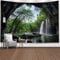 Wycian Wandbehang Landschaft, Wandteppich Natur Berge Wandteppich Grün Wandtuch Natur Pflanzen Motiv Tapestry xxl Wandtuch Wald Himmel Tapisserie 350X256cm