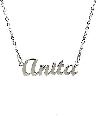 10:10 Collana Donna Nome Personalizzato In Acciaio Inox Anallergico, Gioiello Donna Nome Finitura Lucida, Catena Sottile Regolabile Realizzato in Italia (Anita)