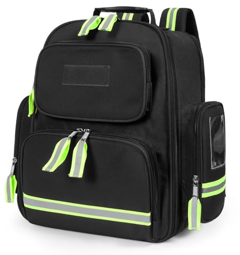 Gatycallaty Erste-Hilfe-Rucksack, Notfall-Rucksack, leer, wasserdicht, Überlebenstasche, Traumatasche für Krankenschwestern, Zuhause, Auto, Schwarz, Large, Erste-Hilfe-Rucksack für Damen und Herren