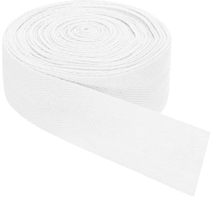 QUARKZMAN Schrägband, 1 Stück 11 Yard x 40mm - Baumwollstoffband, Rolle Schrägband für Kleidung, Accessoires, Taschen (Weiß)