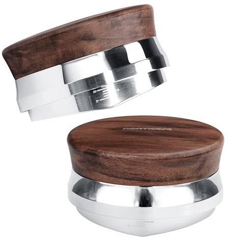 Normcore Distributore di caffè da 53,3 mm, resistente strumento di livellamento del caffè con vero legno di noce americano, profondità regolabile, adatto a macchine Breville Sage da 54 mm