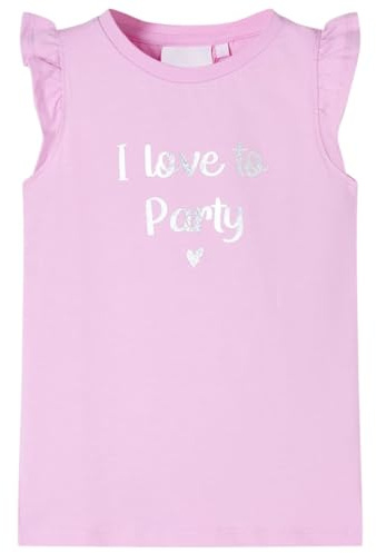 Kinder T-Shirt mit Rüschenärmeln Rundhalsausschnitt Mädchen Kindershirt Lila 140