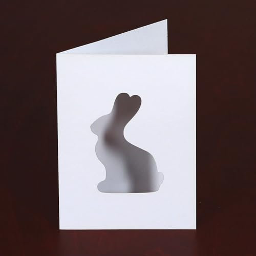 Weiße Passepartoutkarte DIN B6 mit Einleger und Briefumschlag DIN B6, Pack mit:10 Stück, Passepartout Motiv:Hase