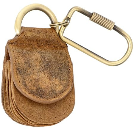 MANAGE Schlüsselanhänger Leder Braun Hunter für Münzen Schlüssel Schlüsselring Karabiner - Keychain Autoschlüsselanhänger klein Echtleder Damen Herren mini kleingeldbörse (Hunter Braun)