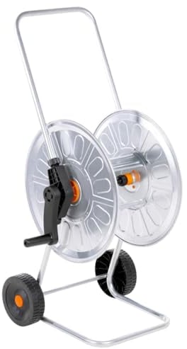 vidaXL Schlauchwagen, Schlauchtrommel mit Griff Rädern, Übersichtlich Schlauchaufroller für 60 m 1/2 Schlauch, Gartenschlauchwagen, Stahl