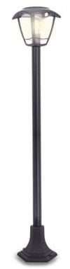Xanlite Borne Solaire LED Rétro Noire avec Détecteur de Mouvement, IP44, 400 Lumens, 3000K Blanc Chaud, Autonomie 33h – Balise Solaire Décorative pour Allée ou Terrasse