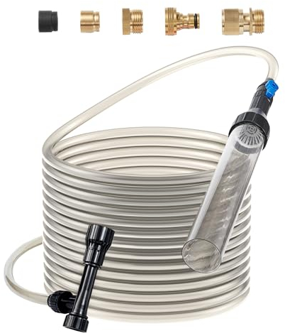 VEVOR Aquarium-Staubsauger, Kiesreiniger für Aquarien, 7,6 m PVC-Schlauch, Kiesreiniger für Aquarien, Siphon-Aquarienreiniger, 3 Arten von Messingadaptern, zum Reinigen von Kies und Sand in Aquarien