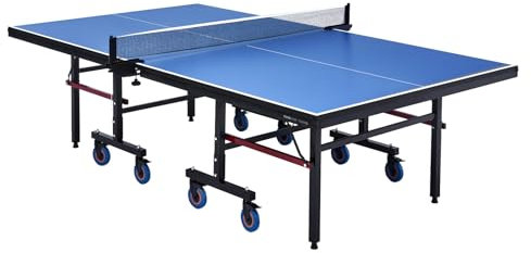 VEVOR Tavolo da Ping Pong Pieghevole in MDF per Interni, Tavolo da Ping Pong Portatile, con Rete a Morsetto Rapido e Ruote Bloccabili, Gioco da Ping Pong, Montaggio Facile, Piani del Tavolo da 25 mm