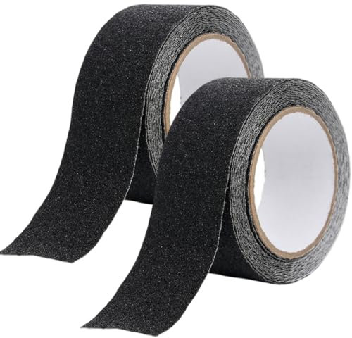 EIHI 2 Pezzi Nastro di Sicurezza Antiscivolo 5M x 2CM Nastro Antiscivolo Alta trazione strisce antiscivolo per Scale Esterne Interne, Antiscivolo Scale(Nero)