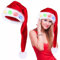 songyea Lang Weihnachtsmütze, Farbe LED Lichter Weihnachtsmütze, Erwachsene Nikolausmütze Rot, Nikolausmütze mit leuchtendem,Santa Clause Mütze für Herren/Damen für Weihnachtsfeier