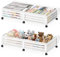 Under Bed Storage with Wheels-Large Bamboo Underbed storage Containers with Large Dust Bag Stackable Under the Bed Shoe Storage Bins for Clothes Books Bedding (2 Packs White, 33.07L×16.54W× 6.5H)