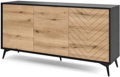Emporius Dreitürige Kommode Emerald - Loft Sideboard 150 cm - Möbel vom Hersteller, Wohnzimmer, Schwarz kommode