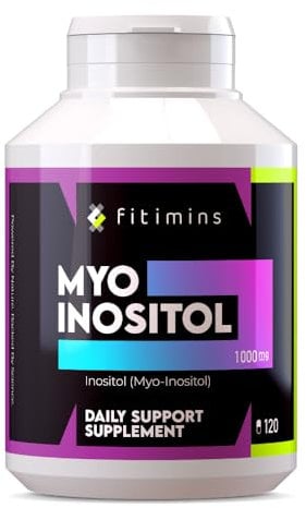 Myo-Inositol 1000mg | PCOS Supplement, Vitamin B8 | Myo Inositol Capsules Supporting Reproductive Health, Fertility & Hormone Balance for Women | 120 Vegan Capsules | 2-Month Supply | Fitimins