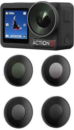 Set di filtri ND (ND8, ND16, ND32, CPL) per fotocamere DJI Osmo Action 5 pro/Action 4, compatibilità universale ad alta definizione, impermeabile, anti-appannamento, compatibile con video 4K