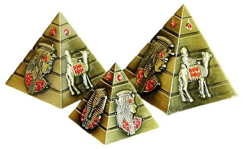 Guador Bronze Pyramide Modell, 3 Stück/Set Figur Modell ägyptische Pyramide Statue aus Bronze Vintage Skulptur Büro Ornament Souvenir Geschenk (Bronzefarbe)