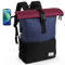 MoFut Rucksack Damen Herren Groß Schulrucksack viele Fächer mit 15,6 Laptopfach, Unisex Wasserdichter Rolltop Rucksack, Lässiger Backpack Schule Freizeit Uni Arbeit Wandern(Blau-Purpel).