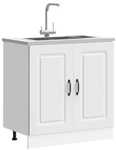 Myheimly Kitchen Cupboard, Küche Schrank, Kuechenschrank, Schrank Für Küche, Küchen Schrank, Hängeschrankm,Holzwerkstoff Küche Schrank,Weiß,Waschbeckenunterschrank,80 x 46 x 81.5 cm