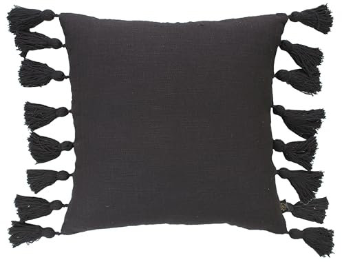 5M House of MV Picasso Kissenbezug mit Quasten, 100 % Baumwolle, weich und atmungsaktiv, elegantes Design, einfache Pflege, perfekt für Heimdekoration, Anthrazit, 50 x 50 cm, 2 Stück