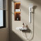 EMKE Colonne de Douche Thermostatique, Réglage du Débit d'Eau, Douche à Main 3 Fonctions, Design Modulable pour Tous les Espaces, 355x150x1150 mm,Blanc Mat, Installation Flexible