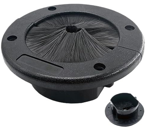 Single Gang Brush |Cable Pass Through Wall Plate, 4 Round Cable Wall Plate, Flame Retardant Wall Grommets for Cables, Safe Wall Cable Pass Through, Raised Floor Airflow Management