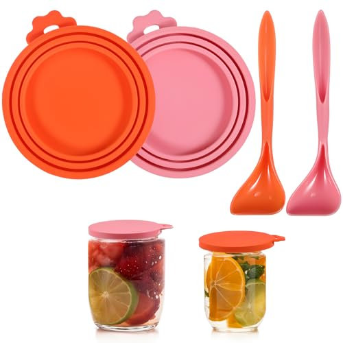 Oruola 4 Stück Dosendeckel Katzenfutter,Tierfutter Dosendeckel,Dosenverschluss Katze für Tierfutteraufbewahrung,Katzen die am Futterlöffel Schlecken(200g/400g)