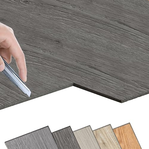 FIVMEN Pavimenti in PVC, autoadesivi, 5 ㎡, piastrelle adesive per pavimenti, effetto legno, piastrelle in vinile, pavimenti in venile, clic per cucina, bagno e soggiorno, 36 pezzi, 1817-9