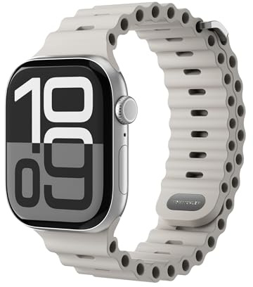 VONMÄHLEN Wave Band 2 – Sportliches Silikonarmband aus recyceltem Material, wasserfest, sichere Passform, kompatibel mit Apple Watch - Größe 44 | 45 | 46 | 49mm - cream