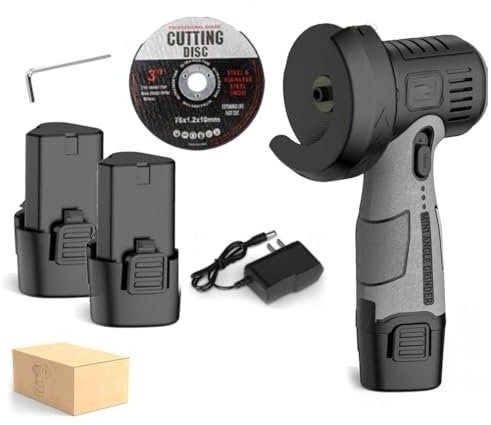 12V Mini Angle Grinder with Cutting Disc, Cordless Brush Angle Grinders Kit, 15000rpm Mini Electric Angle Grinding Tool, Portable Grinder Handheld Cutter for Metal Wood (2*Battery)