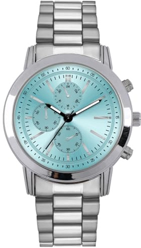 Comtex Herrenuhr mit Stahlarmband, schwarzes Zifferblatt mit silbernen Stundenmarkierungen, Edelstahlarmband, Quarzwerk