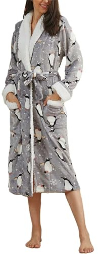 Generisch Accappatoio da Donna Invernale in Flanella e Pile, Morbido e Soffice, Accappatoio per Sauna, Manica Lunga, Pigiama da Casa, Comodo, Abbigliamento da Casa, Biancheria da Notte, Abbigliamento