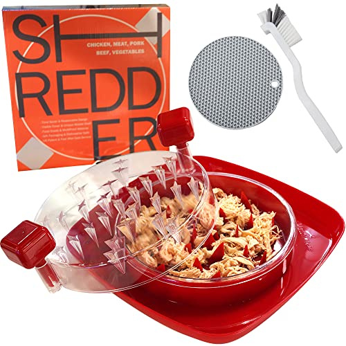 Upgrade Chicken Shredder - Meat Shredder with Detachable Plate - Visible Chicken Breast Shredder Tool Twist with Strong Grip and Sharp Spikes for Cutting Meats Vegetables Hard Cheese (Dark Red)