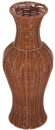 SHINEOFI Vase De Sol Imitation Rotin Grand Vase Rotin DéCoratif Fleurs SéChéEs À Fleurs Tissé pour Salon Bureau Maison 43.00 X 17.00 X 14.00 Cm Brun Clair